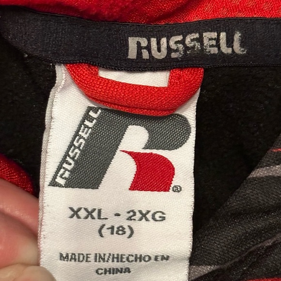 Russell Athletic Boys Youth Hoodie Pullover Sweatshirt Jacket Red Black XXL - Picture 3 of 4
